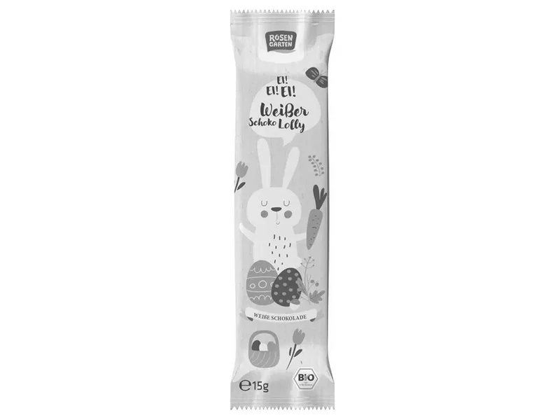 Rosengarten Lízátko čokoládové bílé velikonoční 15g BIO